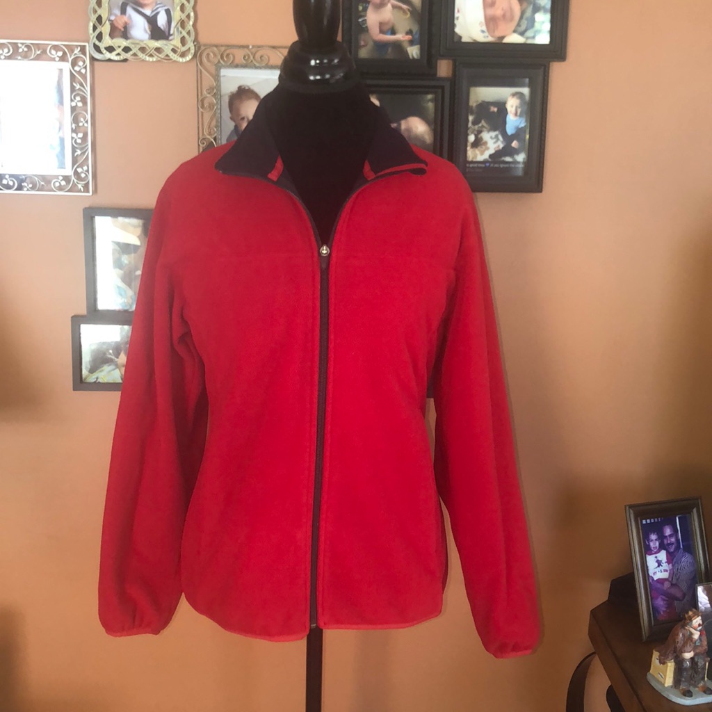 Lands End Red Fleece Zippered Jacket
